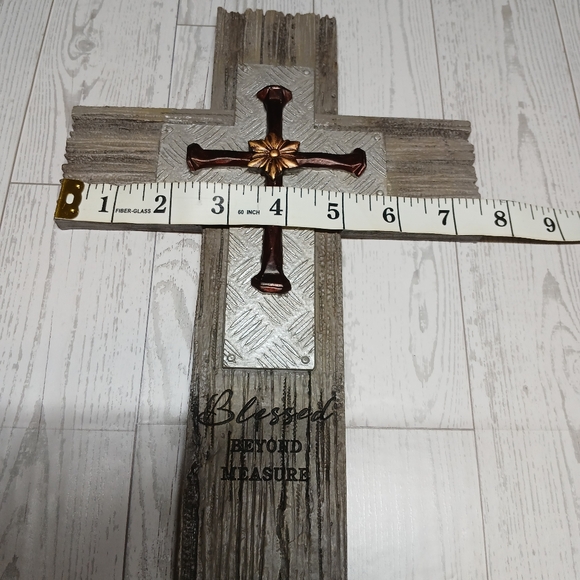 Rustic Resin Wall Cross | “Blessed Beyond Measure” | Faith & Fall Home Decor - Picture 3 of 4